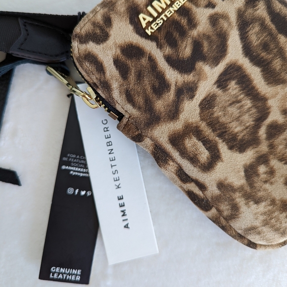 Aimee Kestenberg Phone Crossbody Leather Calf Hair Leopard Print Brown Black NWT - Picture 16 of 16